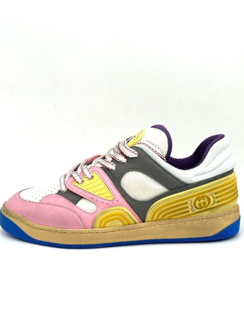 Gucci Basket GG Logo Low Top Flat Leather Sneakers Trainers
